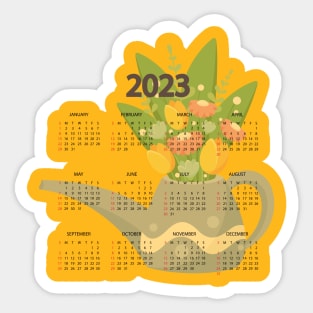 2023 PRINTABLE CALENDAR, 2023 Monthly Planner, floral monthly Calendar, Sticker